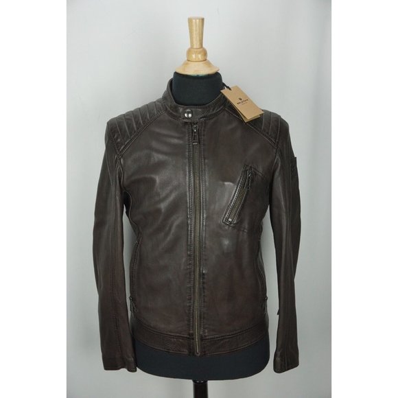 Belstaff V Racer 2.0 Leather Biker Motorcycle Black Brown Jacket Sz 48 US 58 EU